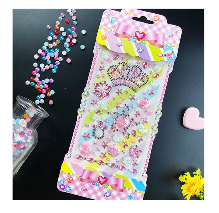 6    Rhinestones Crown Flower Stickers For Women Mobile Phone Car Handmade Decoration Diy Handmade Jewelry Pearl Stickers