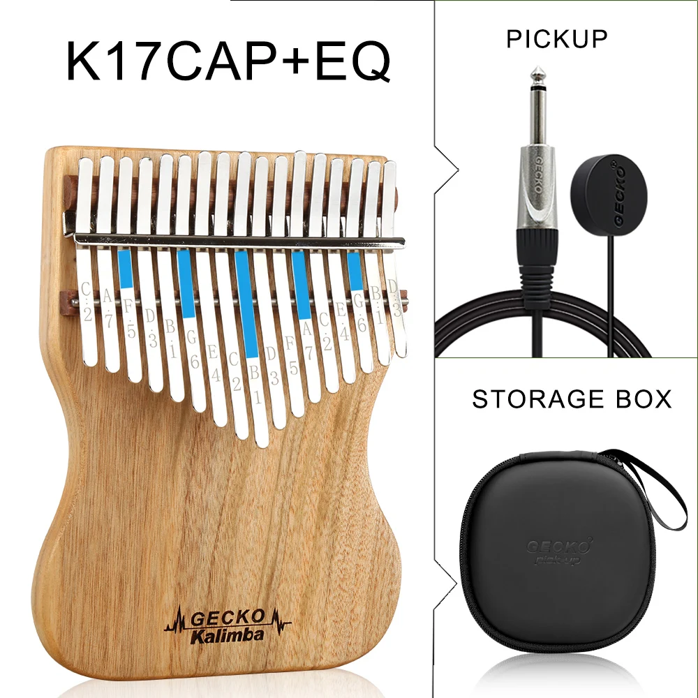 Madeira de Cânfora com Instrução e Martelo Piano de Polegar Gecko com 17 Tone-kalimba Portátil Teclas Forro Mbira Sanza K17cap b - Image 4