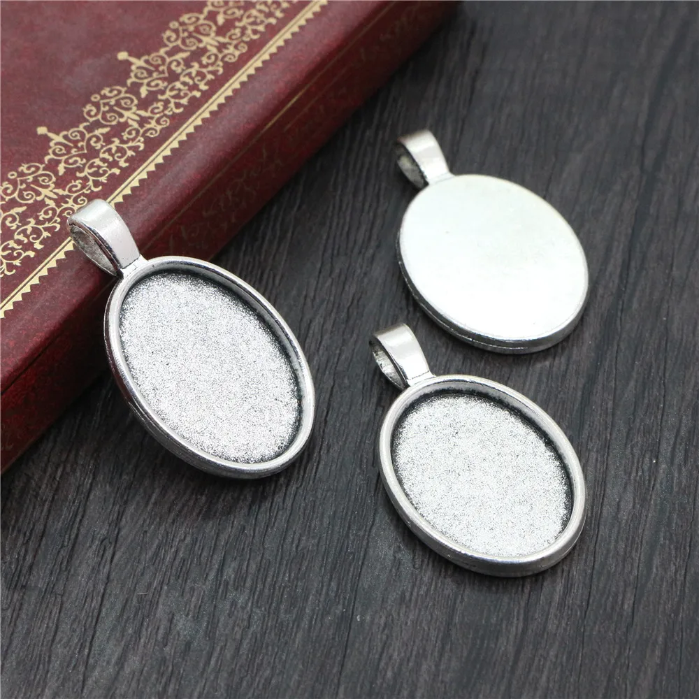 

5pcs 18x25mm Inner Size Antique Silver Plated Classic Style Cameo Cabochon Base Setting Pendant necklace findings (C2-02)