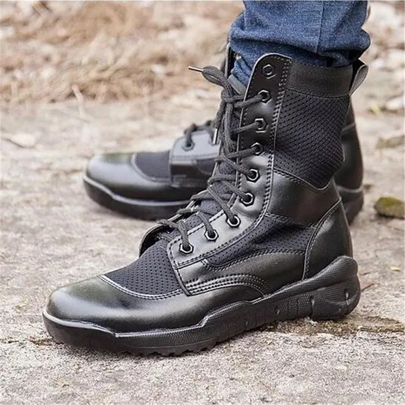 Сетчатые мужские армейские ботинки; дышащая легкая летняя обувь; мужские армейские ботинки на платформе; мужские черные ботинки; Zapatos Bota Hombre