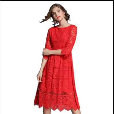 Знаменитостей Подиум женское элегантное кружевное длинное платье осень Империя