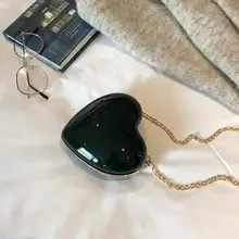  Patent Leather Heart Shape Fashion Shoulder Bag Handbag Totes Bag For Women Crossbody Messenger Bag Bolsa Flap Evening Bag #35 