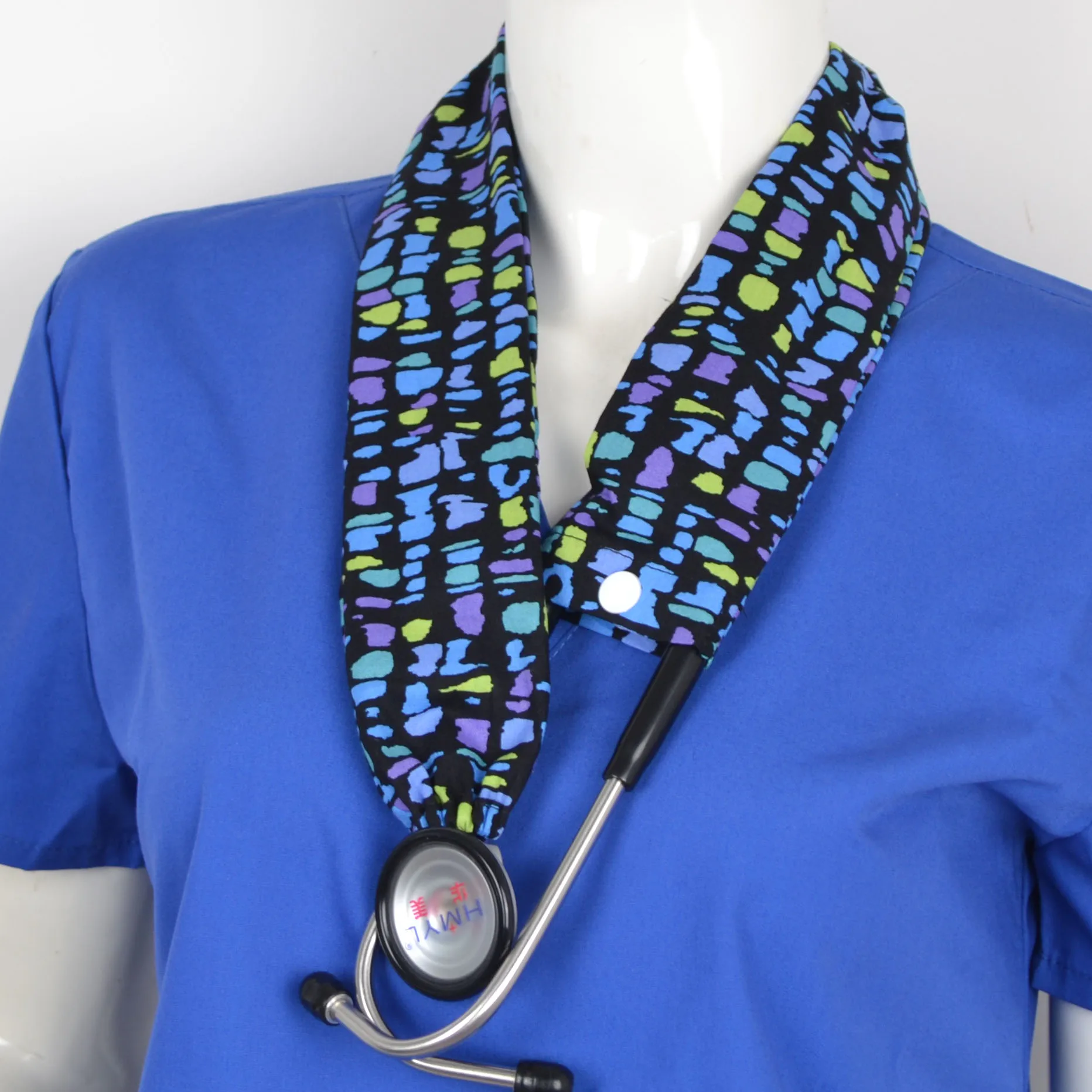 Medical Stethoscope Cover Cotton Material In Black With Stones