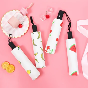 

Funny Fruit Printed Automatic Umbrella Rain Women Uv Protection Three-folding Sunny and Rainy Umbrella for Men and Women QZH147