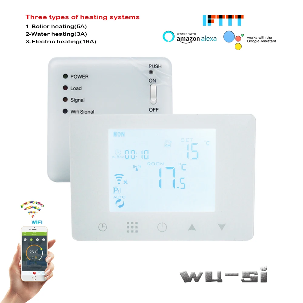 Wi-Fi и беспроводной термостат RF для системы подогрева пола 3 а/5 А/16 А опционально |