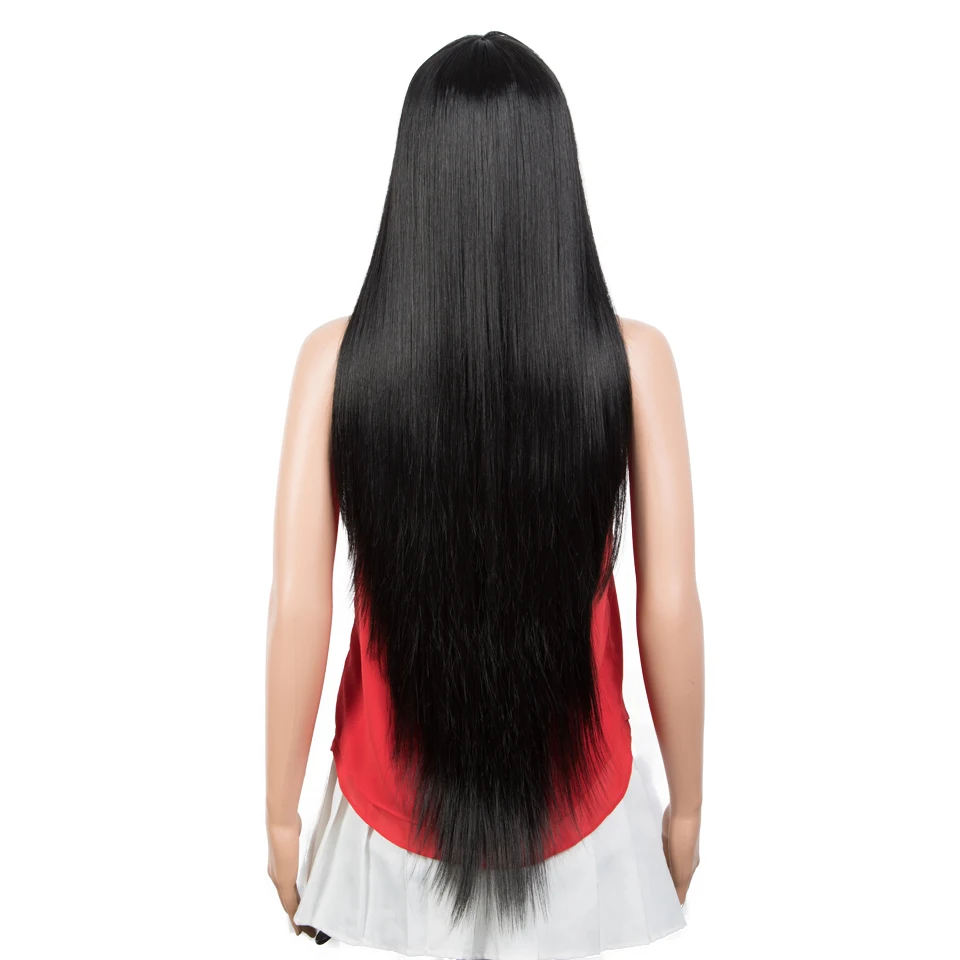 FASHION IDOL Synthetic Wig With Bangs 36 Inch Long Straight Wig Cosplay Ombre Blond Wigs For Black Women Heat Resistant Fiber