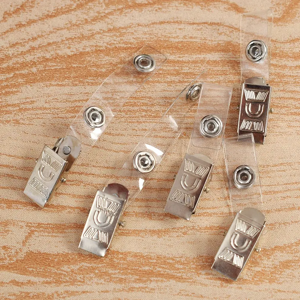 5Pcs/Pack ID Badge Lanyard Key Card Holder Metal Badge Name Tag Lanyard Clip School Office Supply