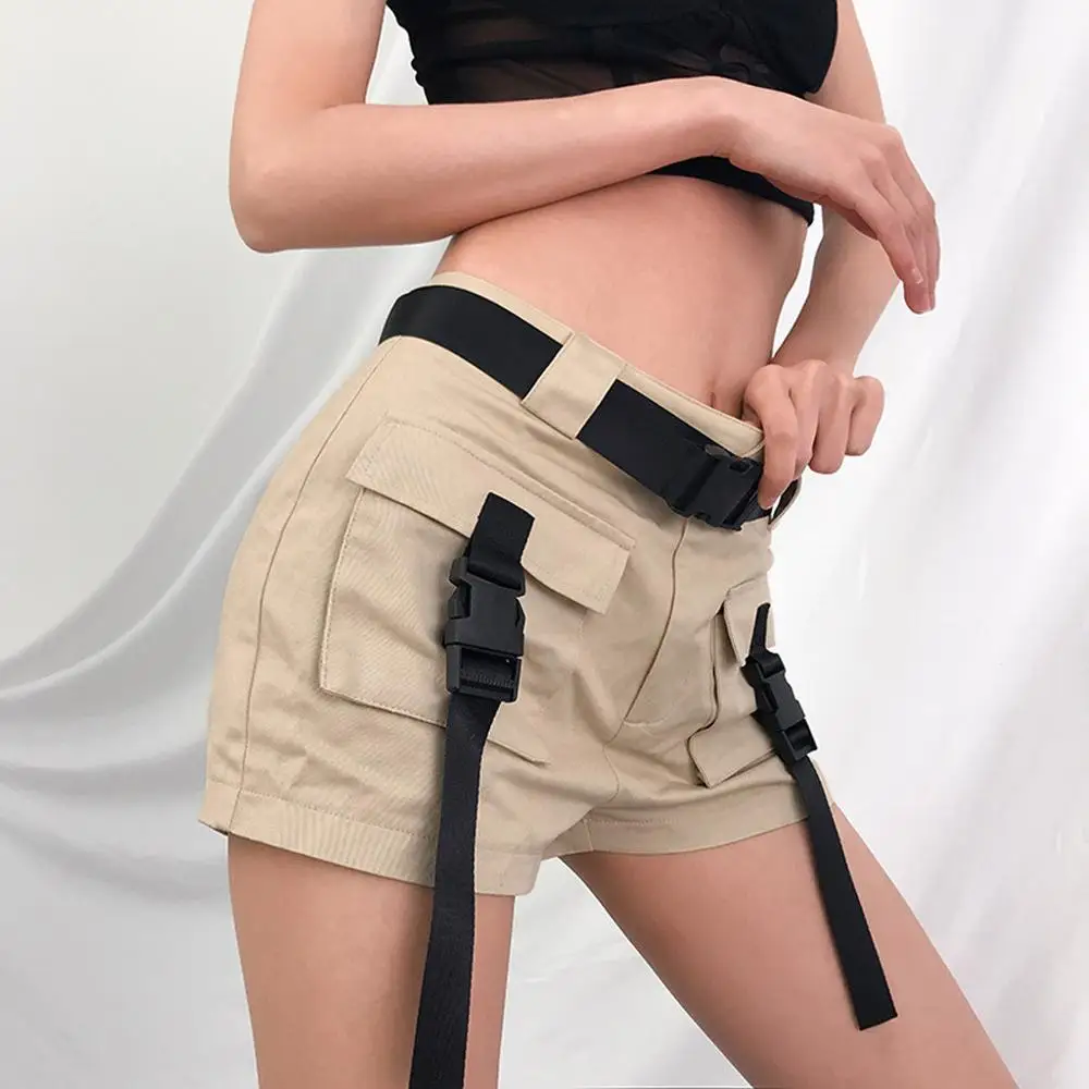 Женские летние шорты с поясом модные повседневные уличные карго шорты Feminino BF армейский Стиль; зеленый цвет короткие женские