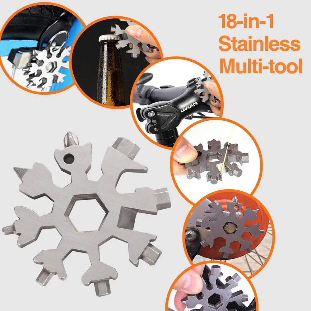 Snowflake Multi Tool 18-in-1 Snowflake Multi Tool Outdoor Camping Travel Camping Adventure Daily Survival Tools Stainless Screwdriver Bottle Opene