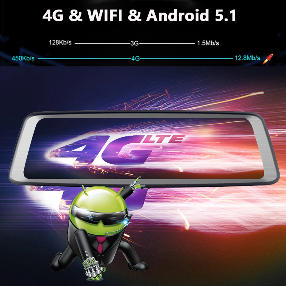 Видеорегистратор WHEXUNE автомобильный 10 дюймов 4 камеры ADAS Android 4G FHD
