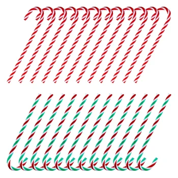 

48Pcs Christmas Plastic Fake Candy Canes Twisted Toy Crutch for Christmas Tree Hanging Decorations