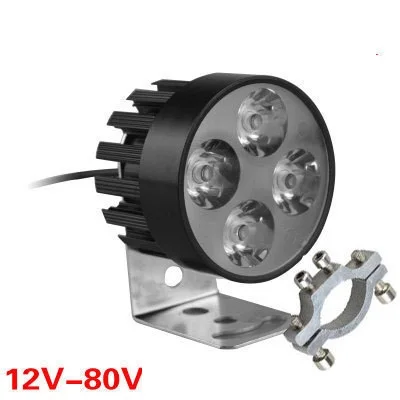 4-LED - Mount Black Велосипедная внешняя Изменение светодиодный Линт для электровелосипеда 12 V-80 V 4/6/9 светодиодный 1000 лм Электрический велосипед мотоциклетные фары - Цвет: 4-LED - Mount Black