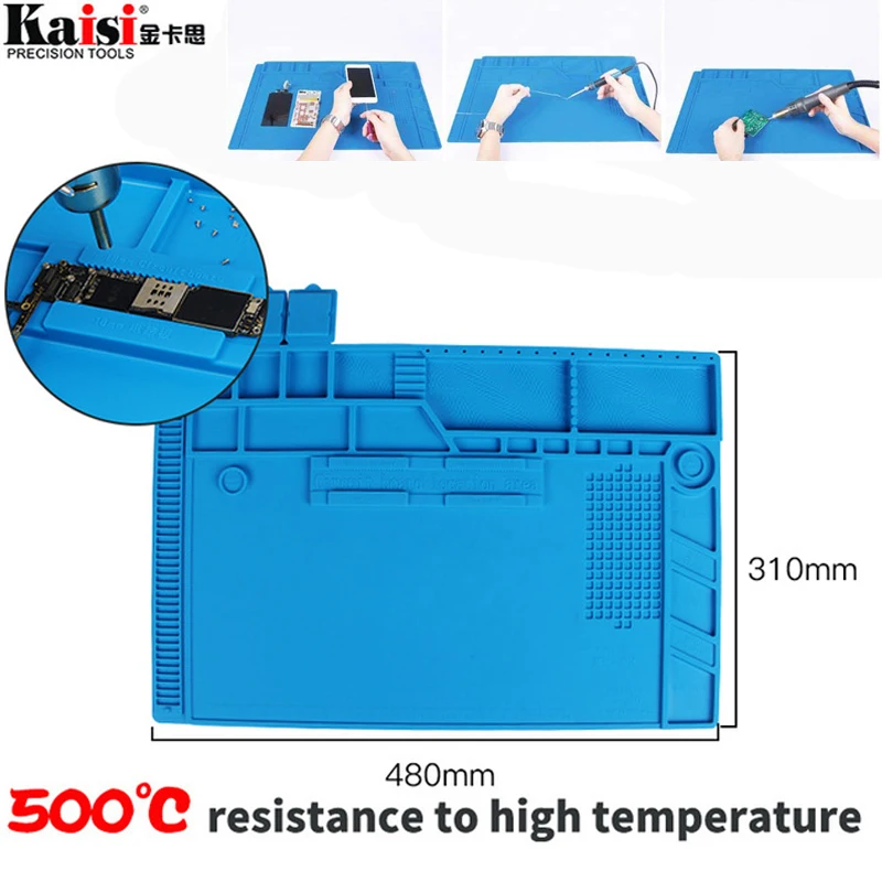 Newest S-180 55*35 CM BGA Heat Insulation Silicone Soldering Pad Repair Maintenance Platform Desk Mat with Magnetic Section