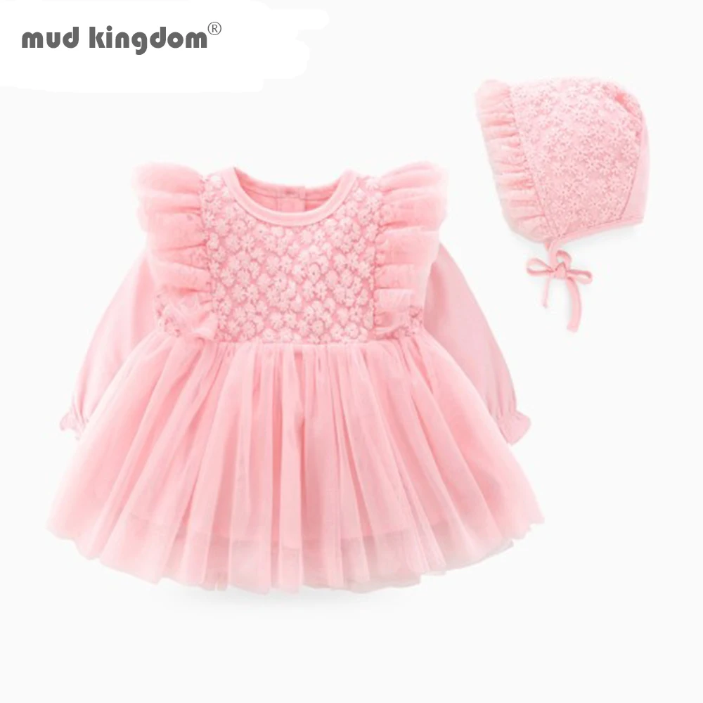 

Mudkingdom Baby Girl Clothes Sets Formal Lace Baptism Dress Baby Girl Ruffle Sleeve Infant Christening Dress