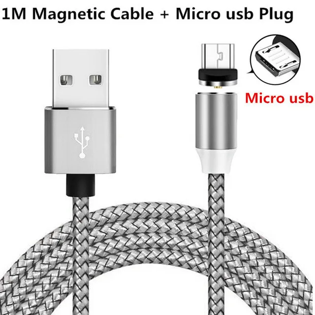 5V 2.4A магнитное зарядное устройство Micro USB кабель для huawei Y5 Y6 Y7 Honor 7A 8A 8X 8C Redmi 6 4X Note 5 Android телефон Быстрый адаптер - Цвет: silve Cable and Plug