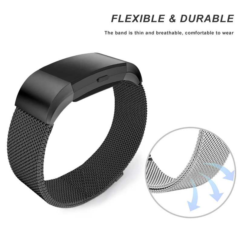 Для Fitbit Charge 2 часы Миланская петля магнитный ремешок для часов металлический браслет из нержавеющей стали S L спортивный Pulseira ремешок