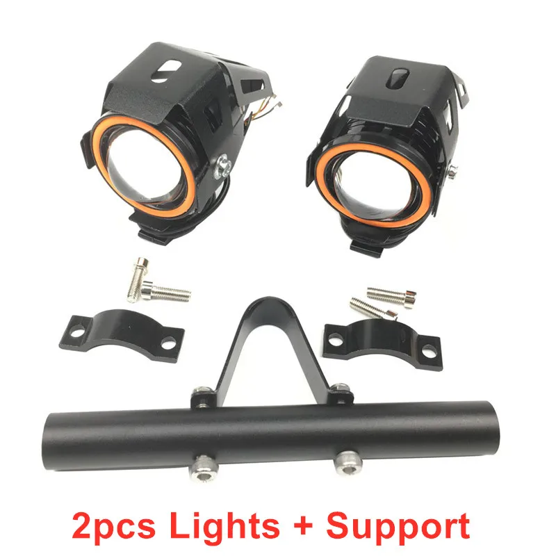 2pc Lights n Support 12-60 в 30 Вт передний светильник с орлиным глазом для электрического скутера и электровелосипеда с 2 большими светильник ing - Цвет: 2pc Lights n Support