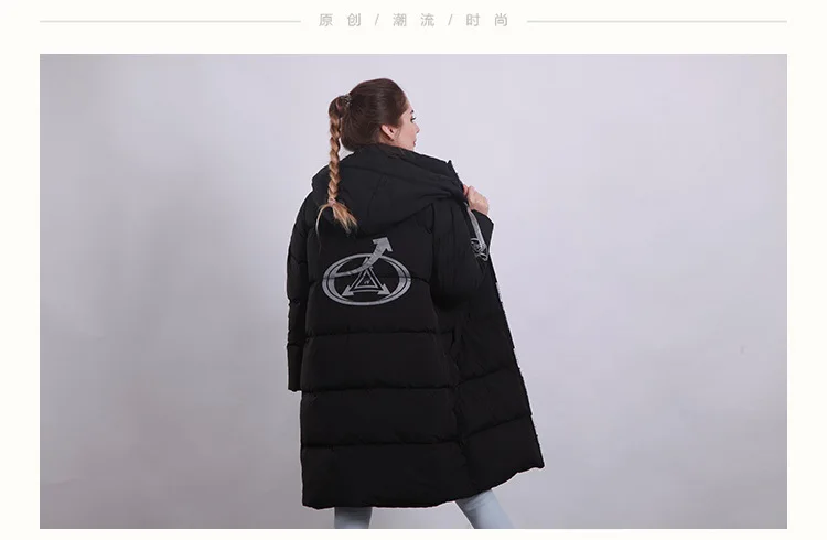 women newest long hooded duck down coats female fashion over knee Korean style warm slim casual clothes popular winter jackets