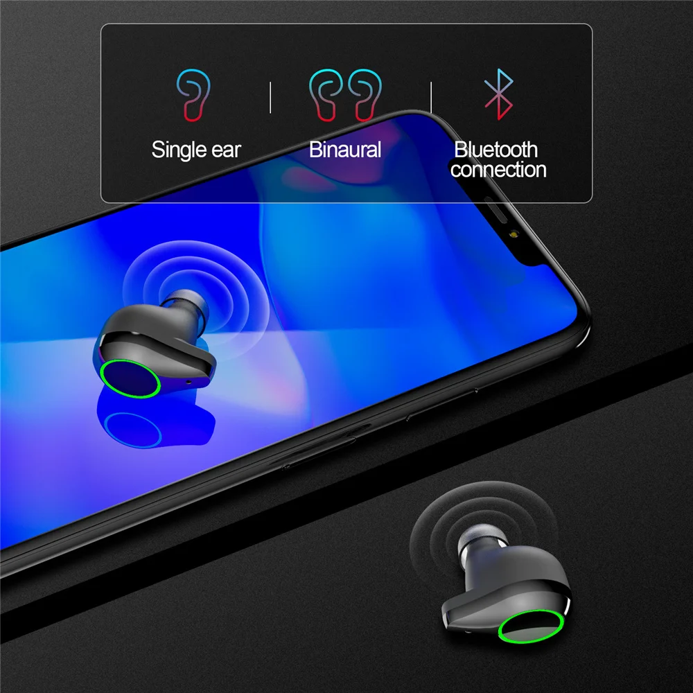 estéreo sem fio fones led display digital