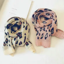 Цветной Леопардовый детский зимний теплый шарф в Корейском стиле, вязаный шерстяной длинный шарф с рисунком из мультфильма, модные милые шарфы для малышей