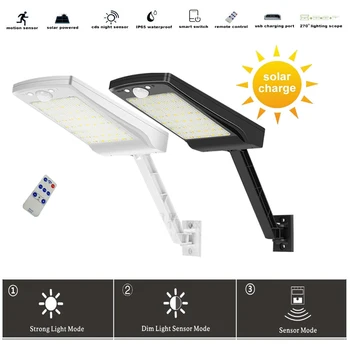

Motion Sensor Light Street Lamp Adjustable Brightness Remote Control lampled Solar Outdoor Waterproof street Wall #