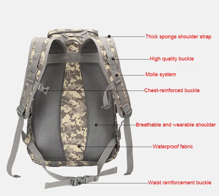 Открытый походный рюкзак Военная тактическая сумка водонепроницаемый большой емкости армейский рюкзак для охоты Пешие прогулки дорожная сумка