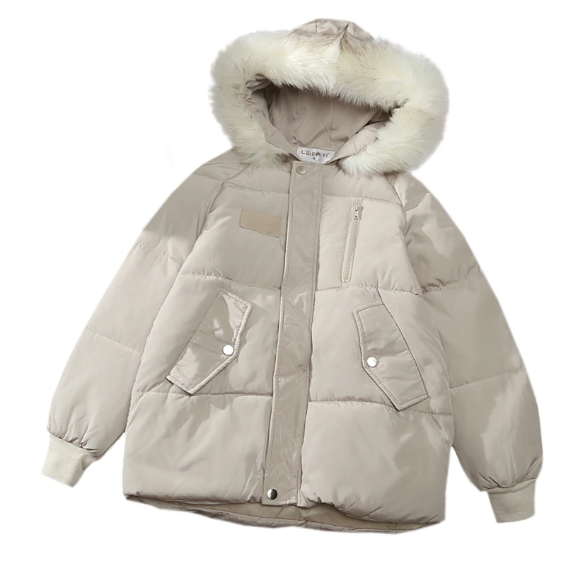 2022 Women Down Cotton Jacket Hooded Basic Coat Female Winter Jackets