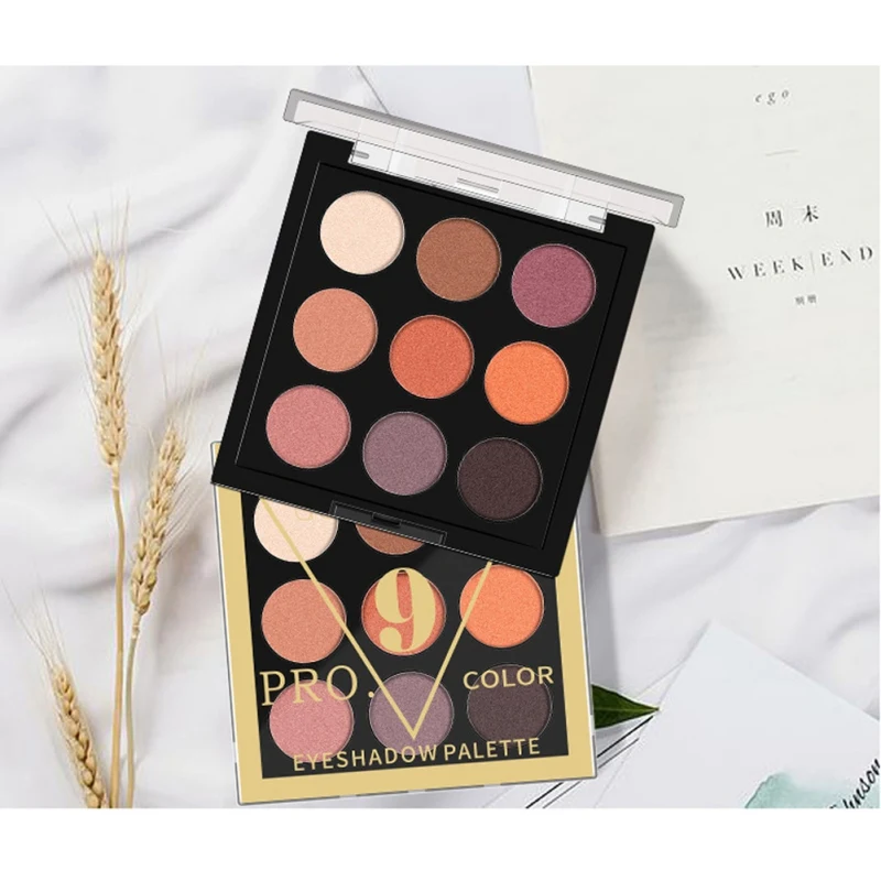 

Professional Beauty Makeup Eyeshadow Pallete makeup brushes 9 Color Shimmer Pigmented Eye Shadow Palette Make up Palette Hot