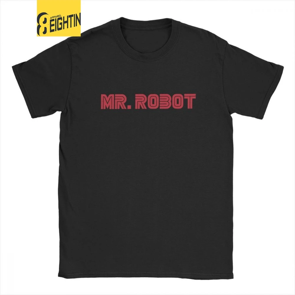 

Mr. Robot T-Shirt Men Hacker Fsociety Hacking Hack Corp Mask Malek Linux Programmer Vintage Cotton Tees Short Sleeve T Shirts