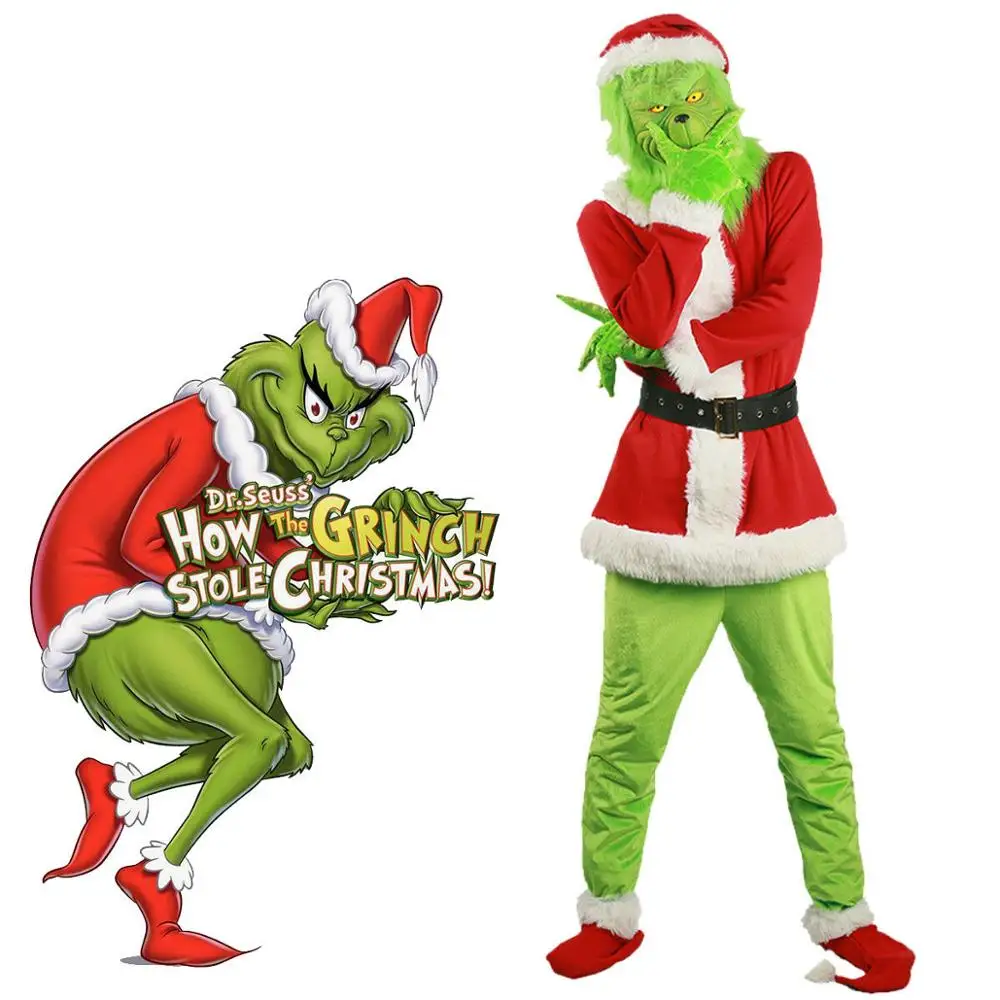 Santa Grinch disfraz de Cosplay cómo el Grinch robo traje de Navidad