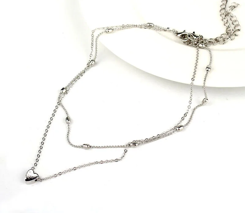 Модное простое многослойное ожерелье в форме сердца из сплава для женщин, ожерелье из цинкового сплава, ювелирные изделия