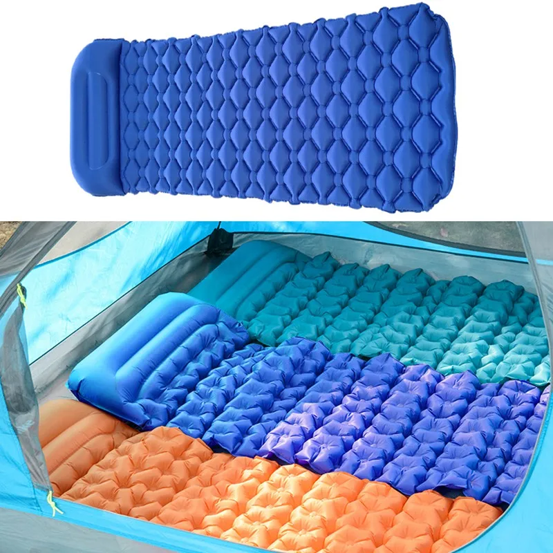 Inflatable Sleeping Pad Camping Mat With Pillow Air Mattress Sleeping Bag Inflatable Beach Mattress For Outdoor Camping NEW