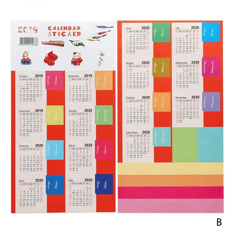 2 листа/упаковка до календарь Индекс стикер планировщик индекс ежемесячный календарь наклейка тетрадь Канцелярские принадлежности школа Tab S2C8 - Цвет: B