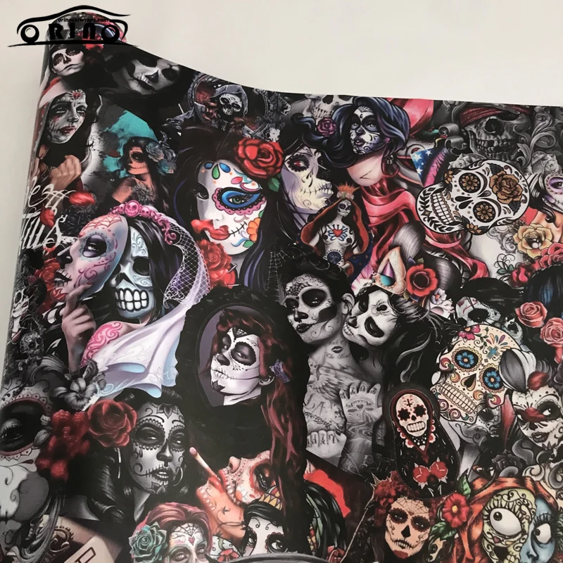 Sugar Skull Sticker Bomb Vinyl Wrap-2