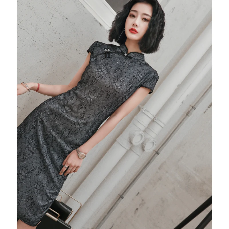 Китайское платье для женщин, элегантное, дракон журавль, новости, qipao vestidos, вечерние, свадебные платья, cheongsam, китайское платье с разрезом - Цвет: color1