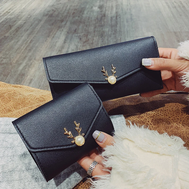 

2019 New Pearl Fawn Envelope Designer Clutch Wallets For Women Hasp Phone Pocket Coin Card Holder Female Purses Long Wallet