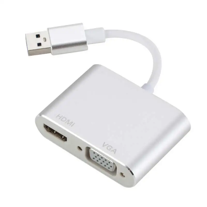 USB3.0 к HDMI VGA адаптер HD 1080 P-все в одном! многофункциональная Дисплей 2 в 1 взаимный обмен данными между компьютером и периферийными устройствами к конвертеру HDMI аудио-видео кабель для Macbook компьютер - Цвет: Белый