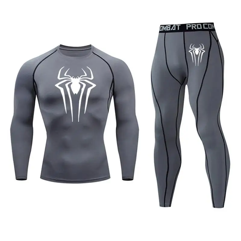 Новое зимнее термобелье с логотипом Человека-паука, высокое качество, мужское нижнее белье, комплекты компрессионного флиса, быстросохнущего термо-белья для мужчин - Цвет: sets7