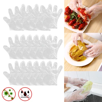 

100PCS/Set Food Plastic Gloves Disposable Gloves for Restaurant Kitchen BBQ Eco-friendly Food Gloves Fruit Vegetable Gloves