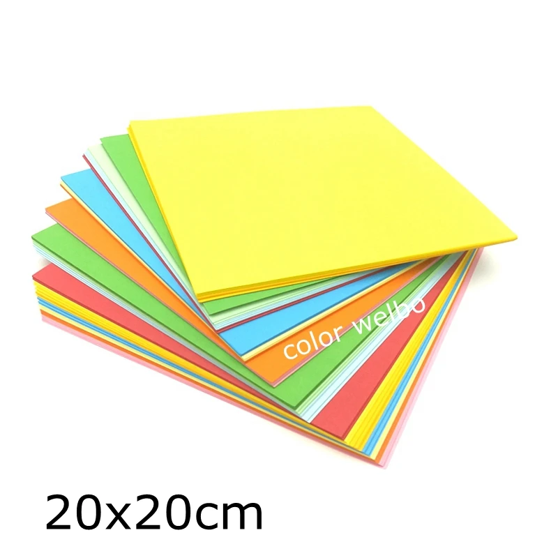 Разноразмерная бумага Оригами ручной работы, цветной картон для детского сада, школы, офиса, интеллектуальное развитие мышления, 80 г, копировальная бумага - Цвет: 20x20