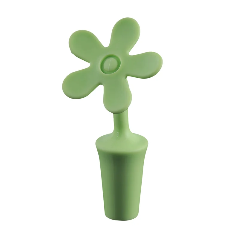 green 1 Pc Wine Bottle Stopper Silicone Flowers Bar Tools Kitchen Wine Champagne Stopper Beverage Closures Preservation Wine Stoppers - Цвет: green