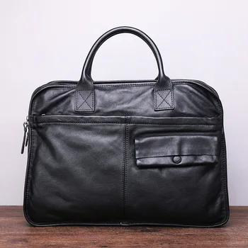 

New Men's Real-Leather Bag Handbag transverse Shoulder Bag over-the-Shoulder Bag Business Casual Briefcase