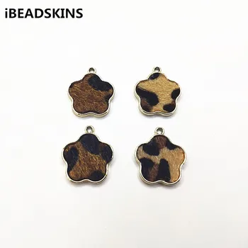 

New arrival! 23x20mm 50pcs Zinc alloy Flower-shape Leopard print charm for earrings accessories parts,jewelry making DIY