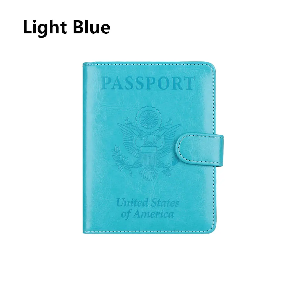 light blue Новинка, высокое качество, Обложка для паспорта для мужчин и женщин, чехол для паспорта, для путешествий, для США, для документов, для мужчин, Т-образная Обложка, для билета, карман для паспорта - Цвет: light blue
