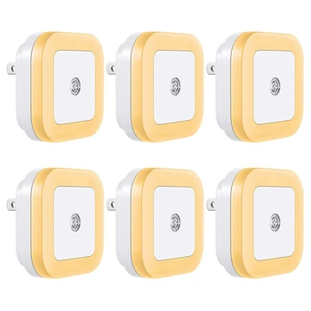 

6 Pcs LED Night Lights Sensor Automatic Night Lamps Plug-In Smart Light For Children Kids Bedroom Stairs Square LED Night Light