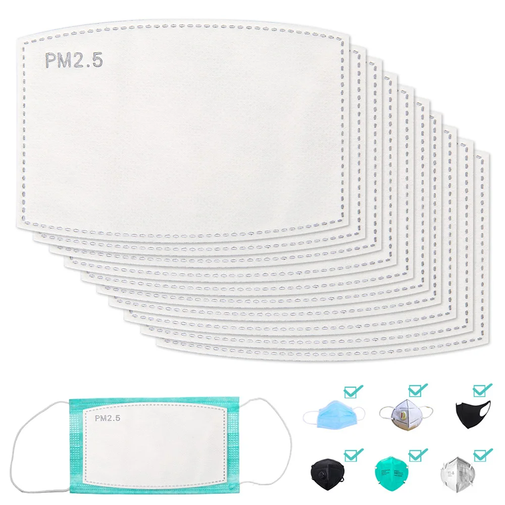 

20-100 PCS PM2.5 Filter Paper Anti Haze Mouth Face Mask Pad Flu Anti pm 25 Dust Mask Activated Carbon Filter Paper Health Care