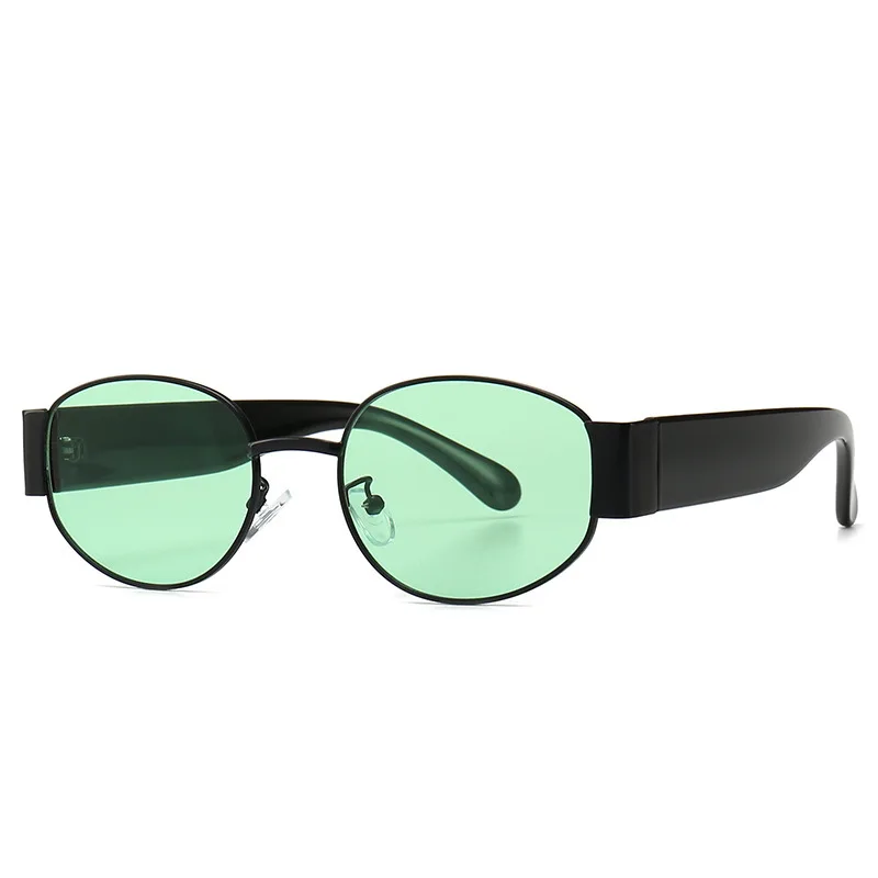 C2 black green Винтажные Овальные Солнцезащитные очки в стиле стимпанк для женщин и мужчин, металлические брендовые дизайнерские очки в стиле ретро, готический стиль, паровой панк, хип-хоп солнцезащитные очки UV400 - Цвет линз: C2 black green