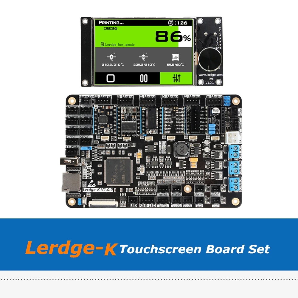 LERDGE-K 3D Printer Board ARM 32Bit Controller Motherboard + 3.5'' Screen Kit With 6pcs TMC2208 TMC2225 TMC2209 Driver