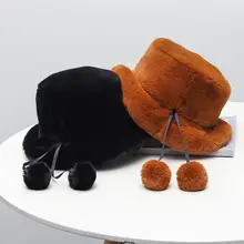 1 шт. женская зимняя мягкая теплая Дамская зимняя шапка-ведро милые и теплые шапки для охоты, рыбалки, L* 5