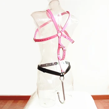 Metal Butt Plug Anal Hook Set With Handcuffs Belt Leather BDSM Bondage Harness Back Pack Chest Restraint 6